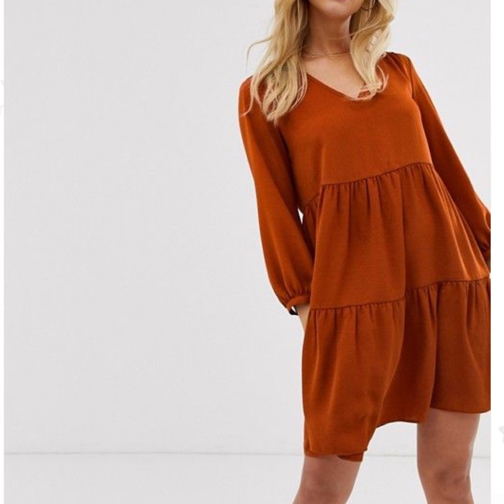 New Look | Orange Rust‎ V Neck Tiered Dress Size 6